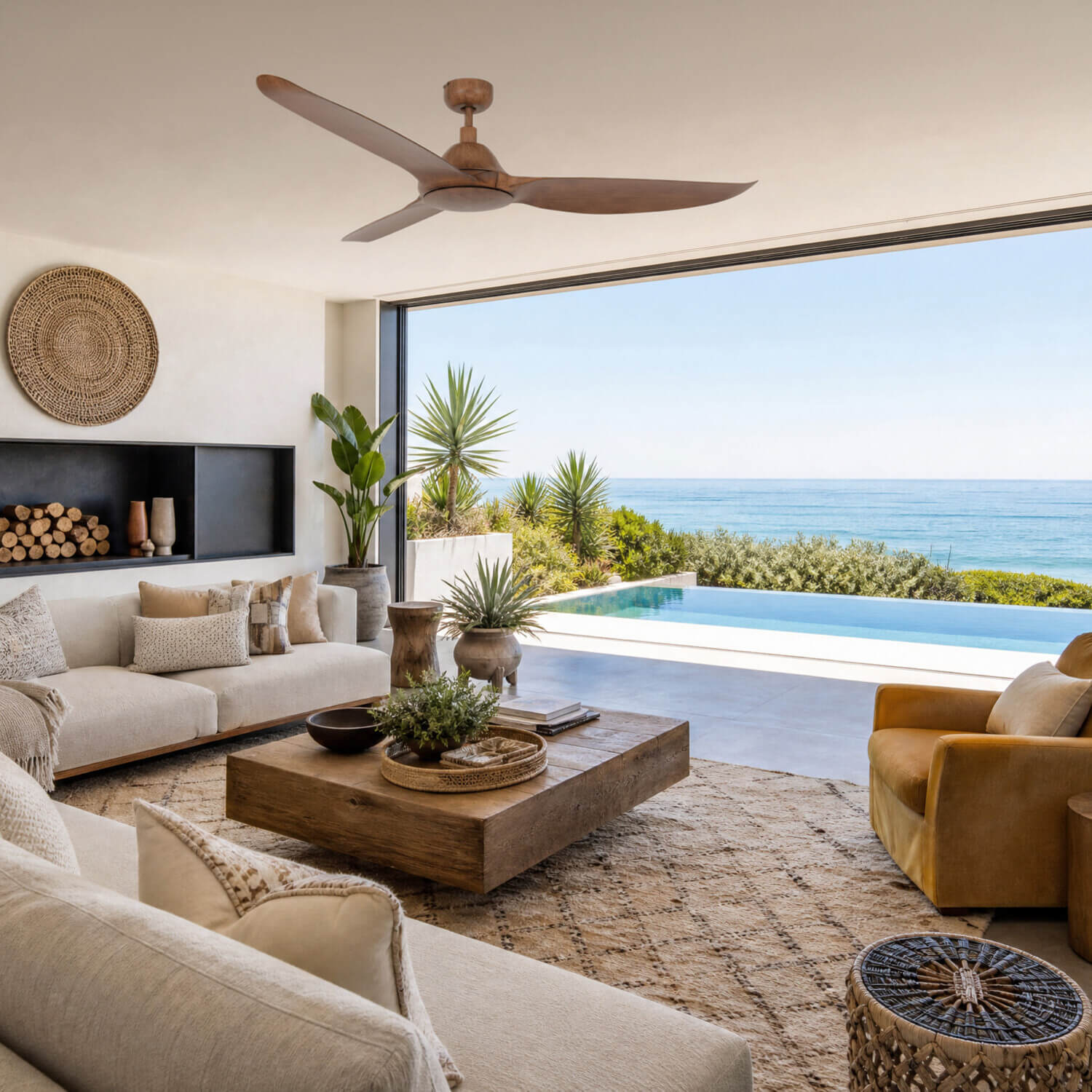 Pels Dark Koa 80W Ceiling Fan with Remote Control & ABS Blades