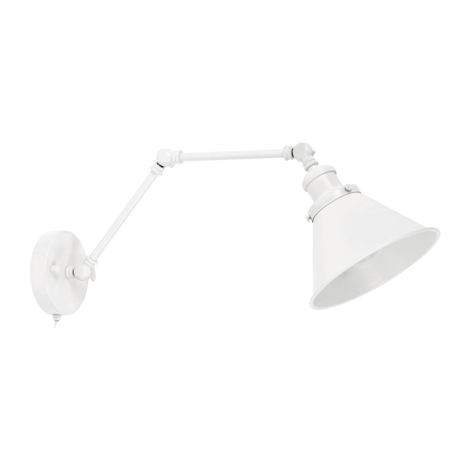 Parker White Wall Light with Adjustable Arm and On/Off Switch