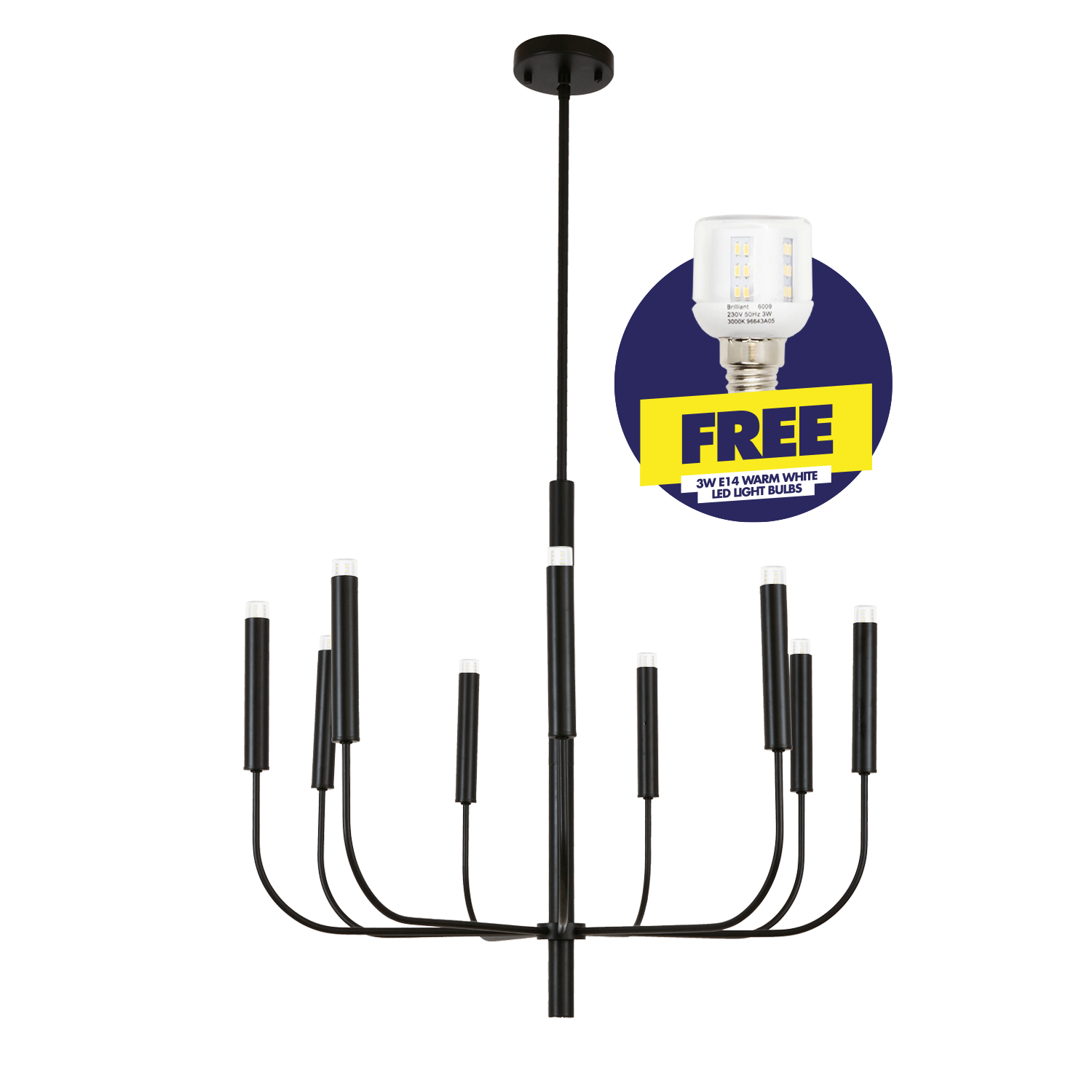 Harlow Black 9 Light Chandelier