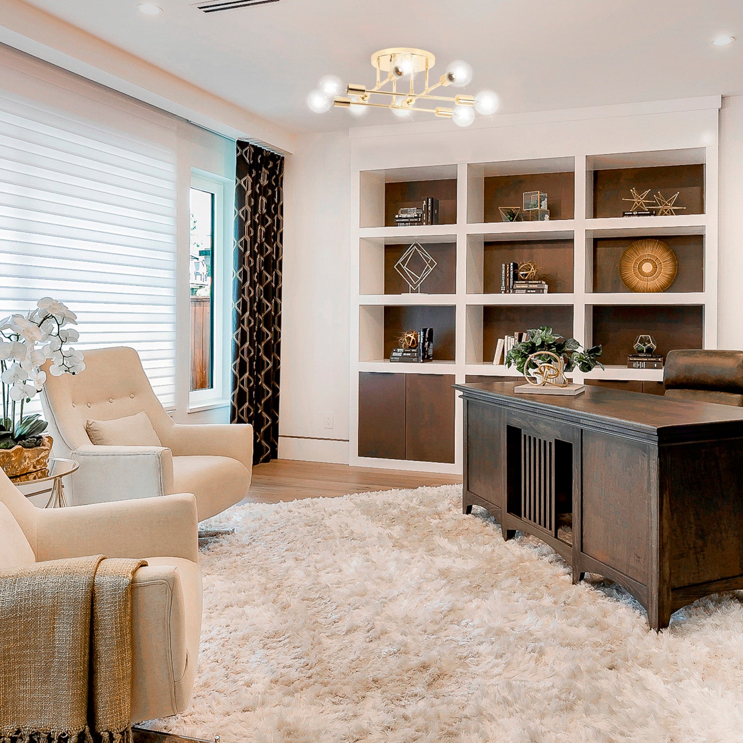 8 Light Champagne Gold Ceiling Light