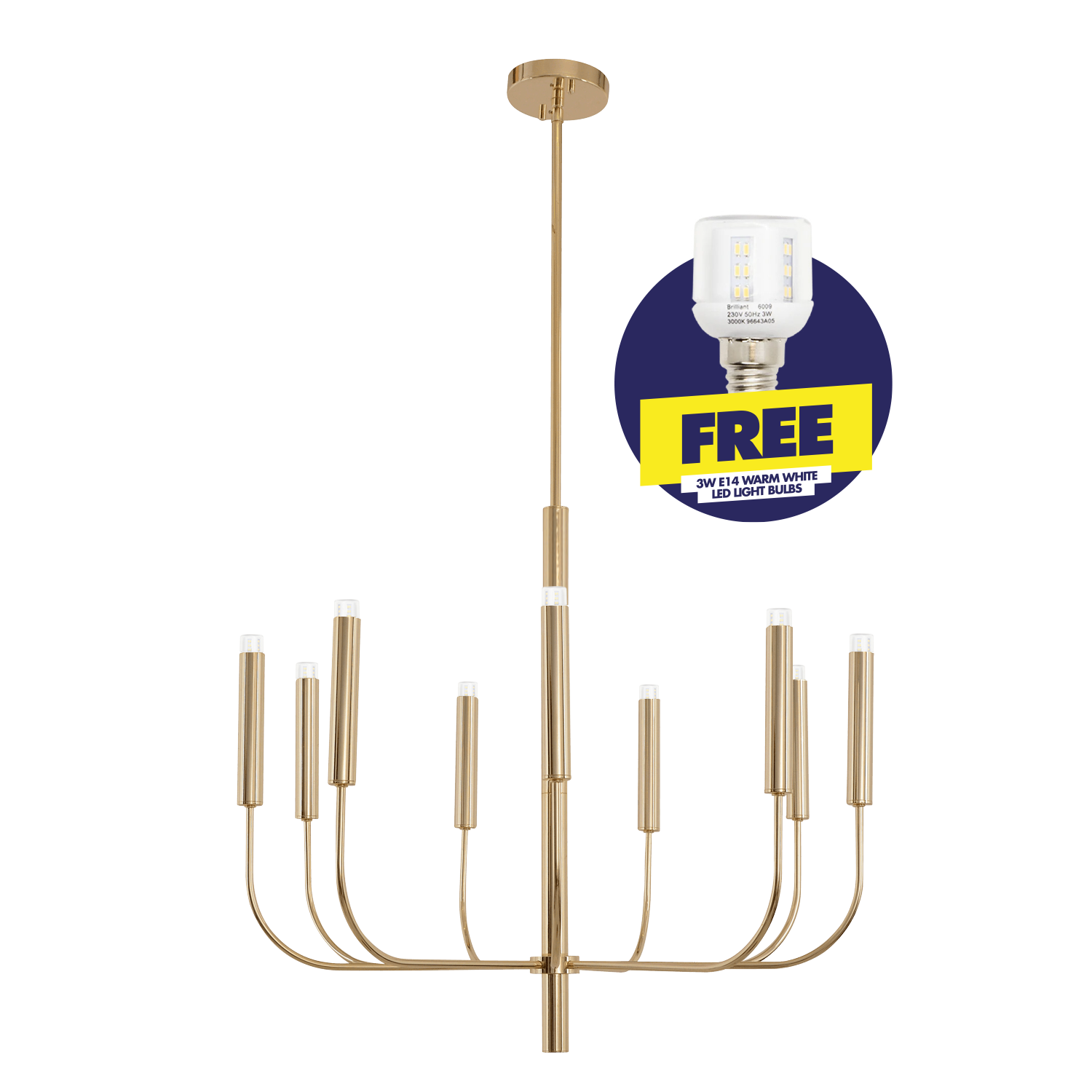 Harlow Champagne Gold 9 Light Chandelier