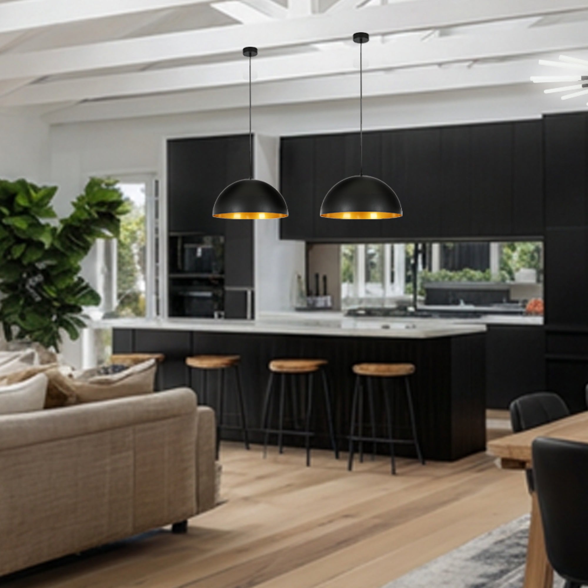 Nova Matte Black and Gold Inner 1-Light Pendant