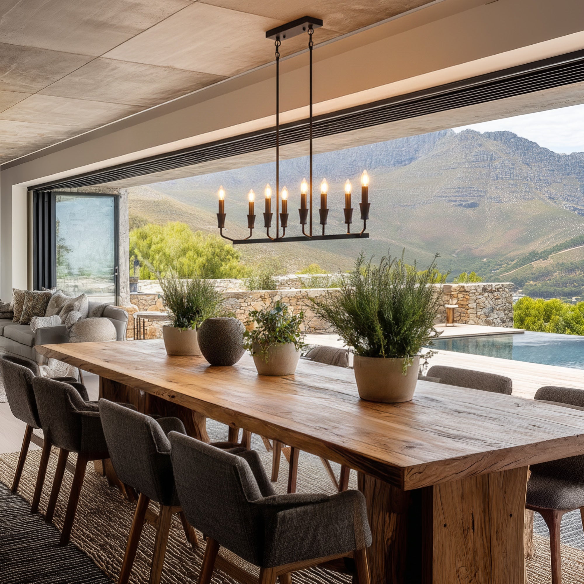 Dekota 8-Light Matte Black Pendant