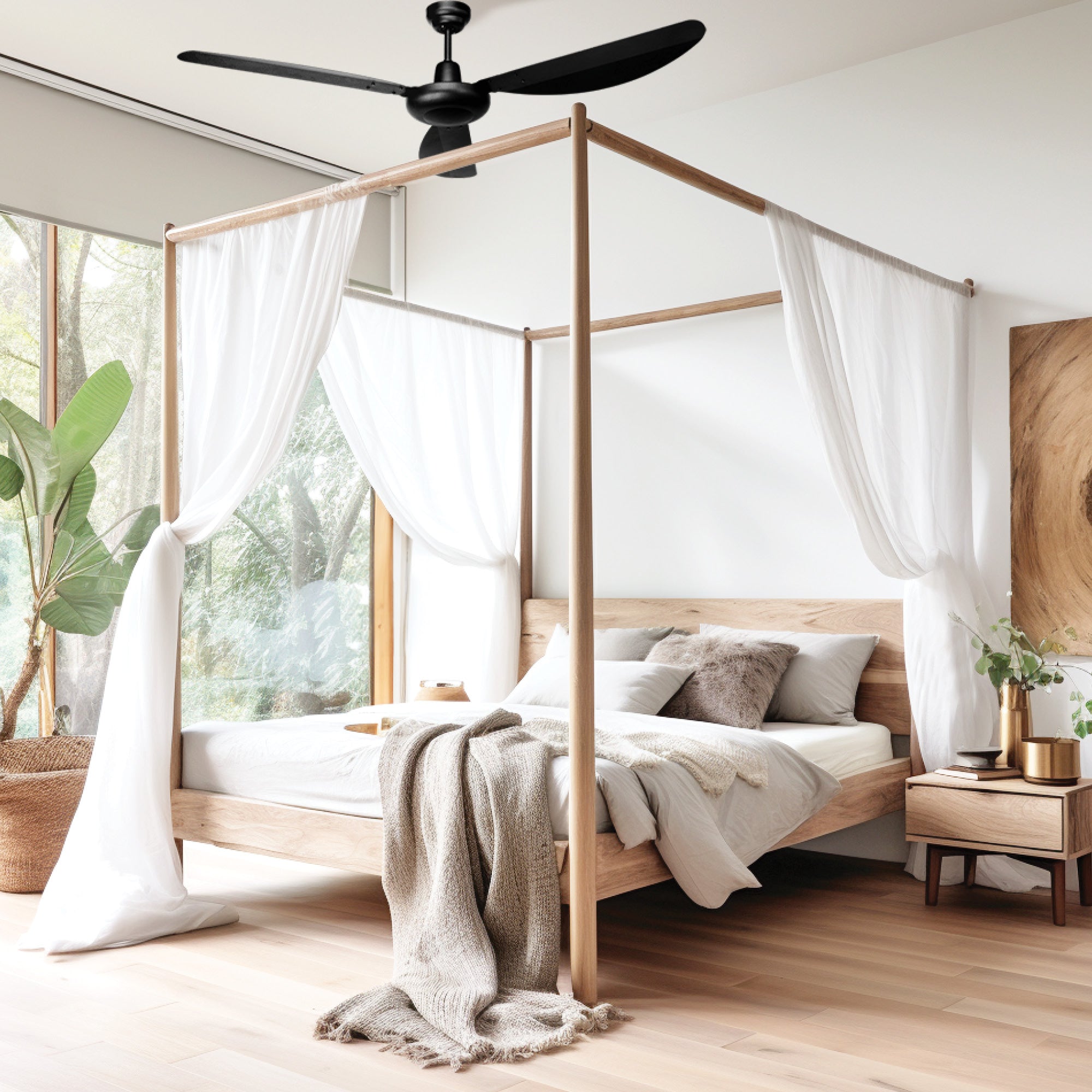 Three blade matt black ceiling fan