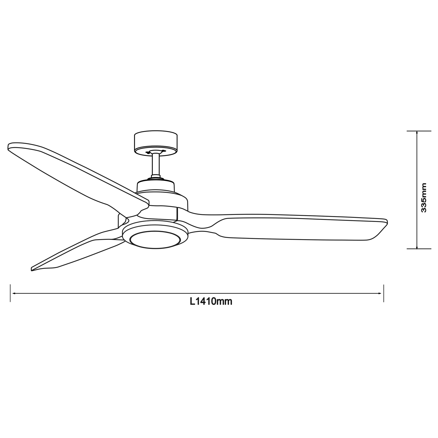 Cardinal Black 80W Ceiling Fan with Remote Control & Globe Only