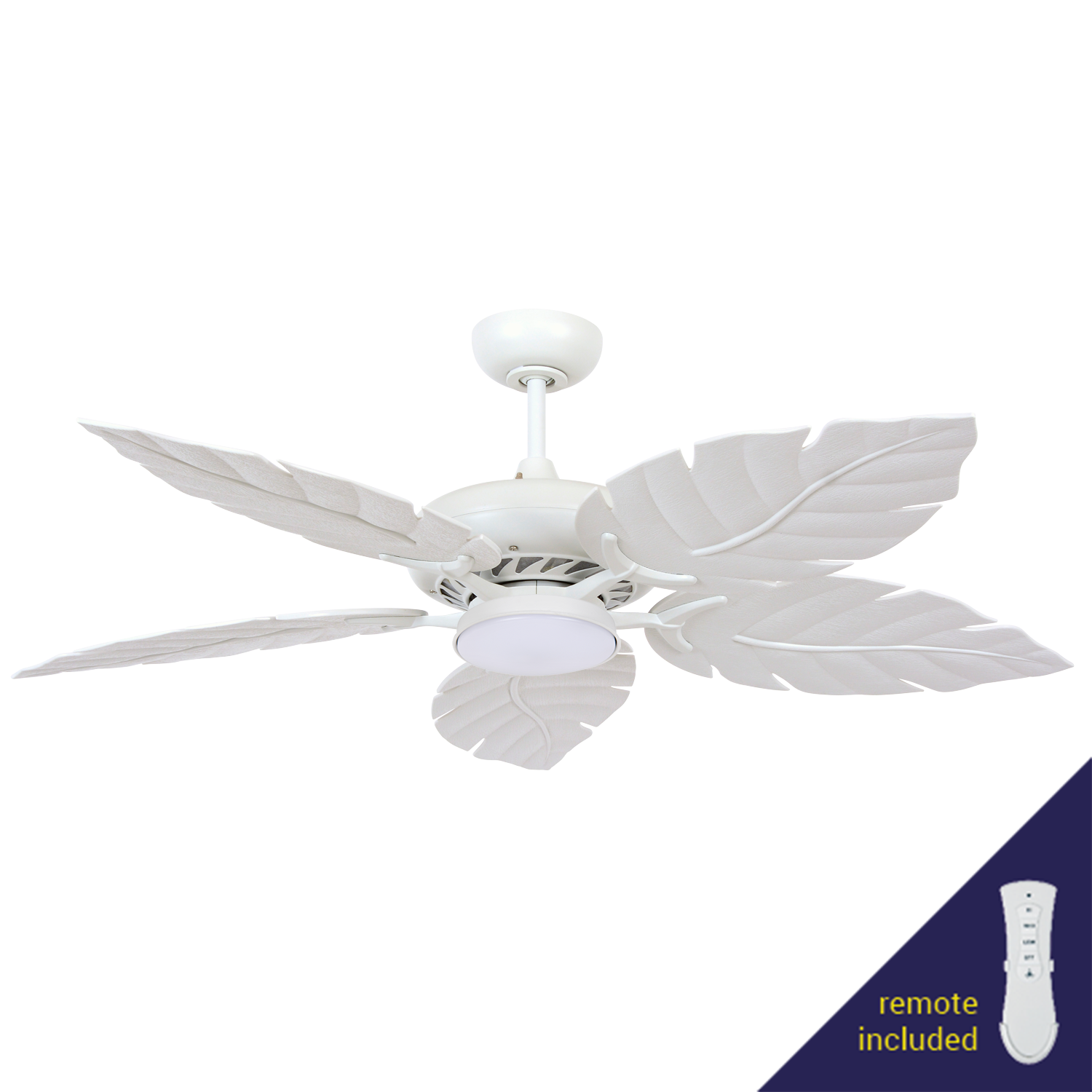 Palmetto White 80W AC Ceiling Fan with Remote Control incl. Light Kit & LED Globe