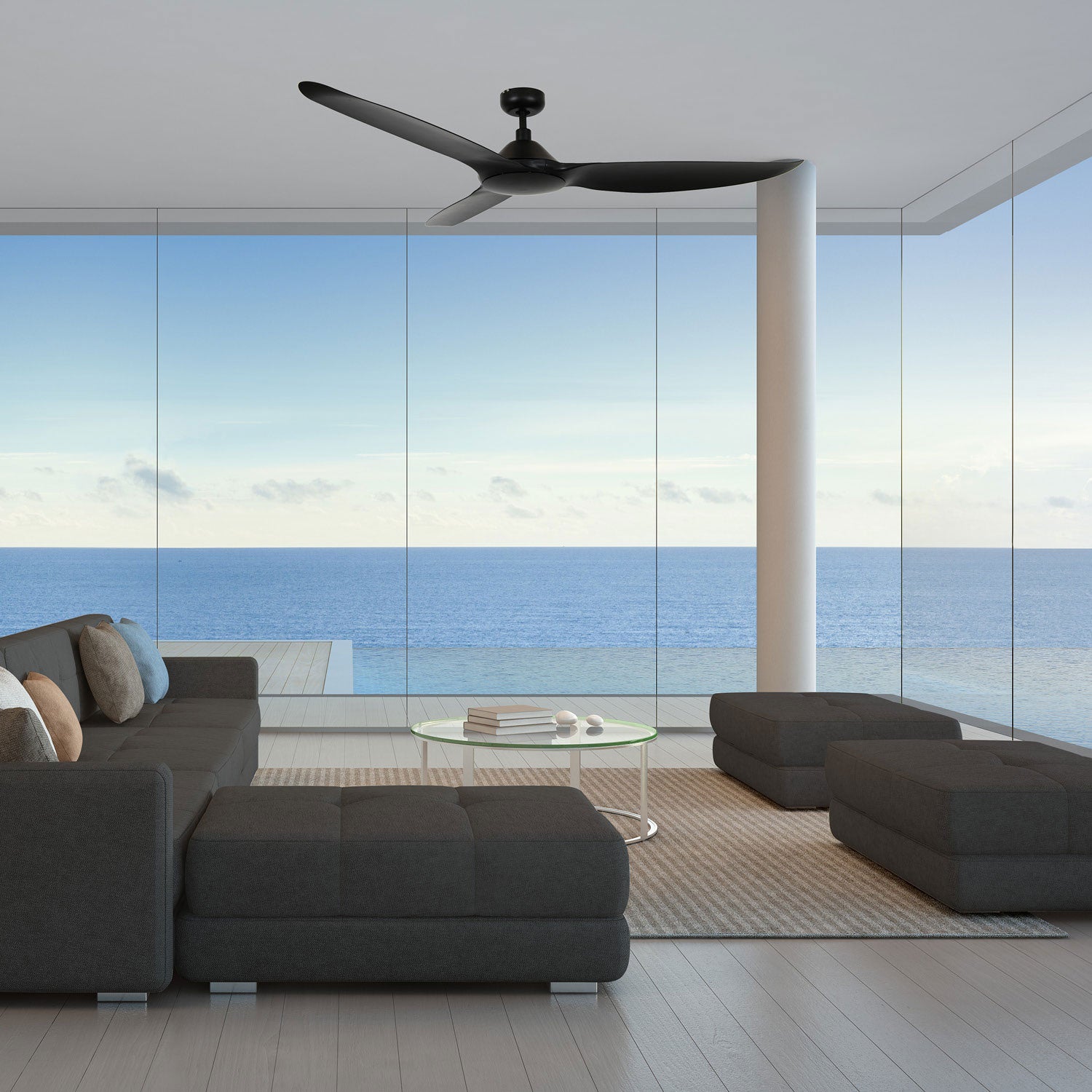 Three blade matt black ceiling fan
