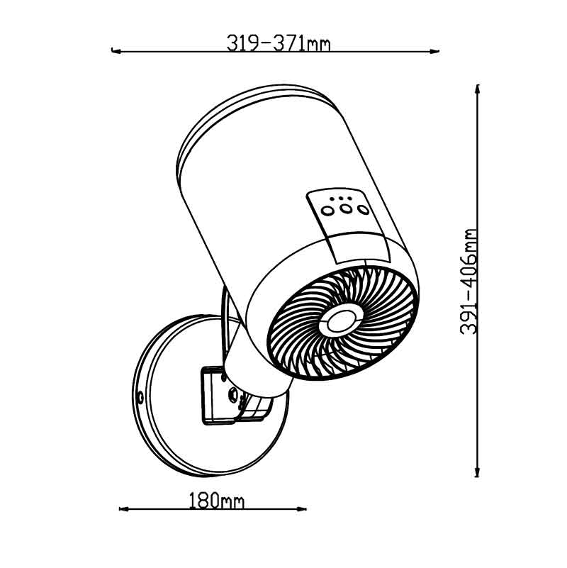 Jet Black 25W DC Wall Fan with Remote Control