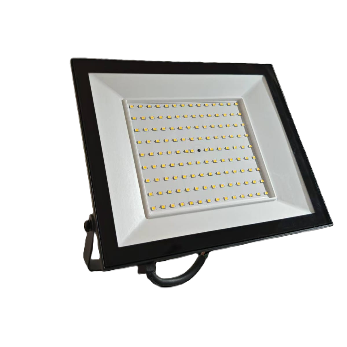 Durable Black Essential 100W Outdoor LED Floodlight showing Adjustable Mounting Bracket