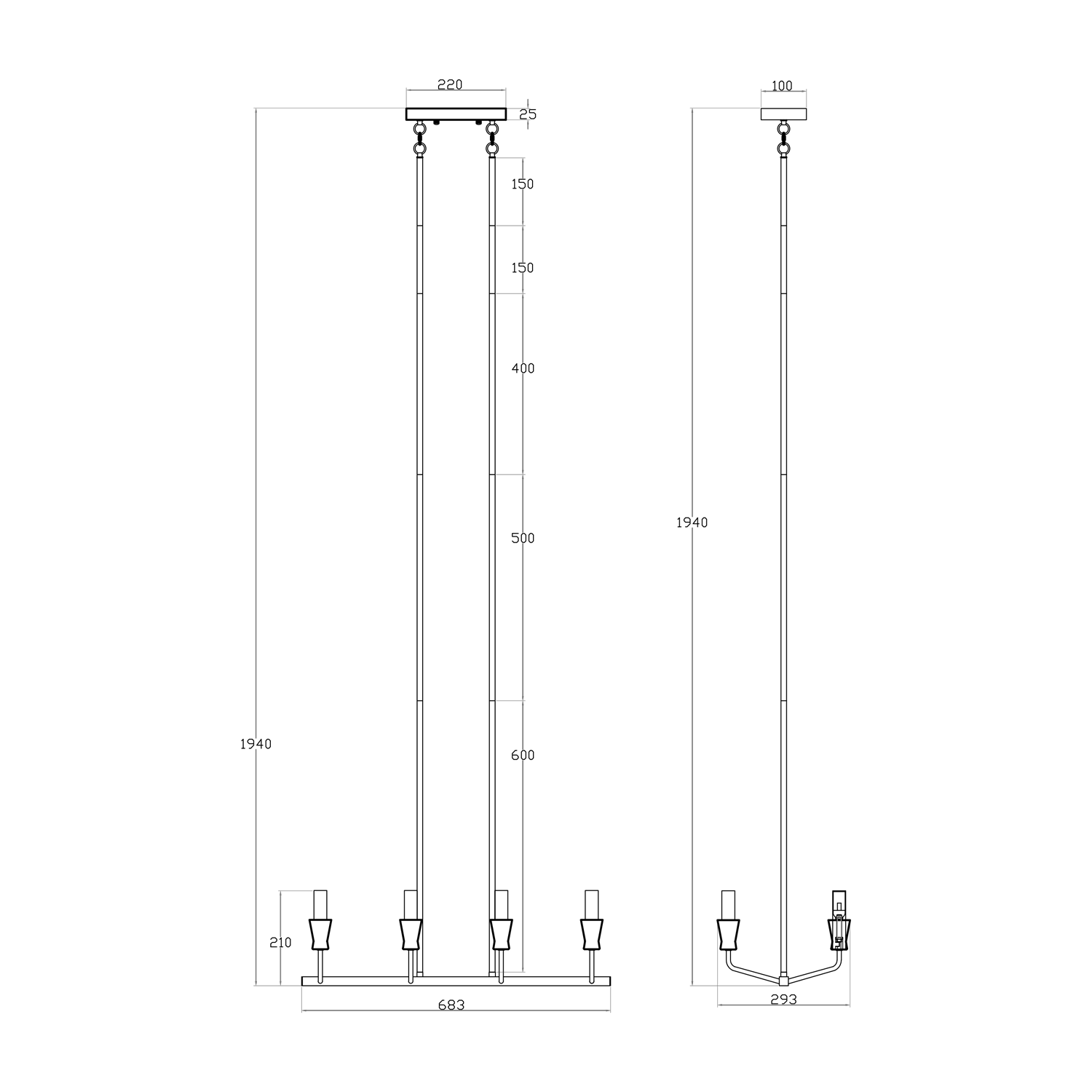 Dekota Black 8 Light Pendant