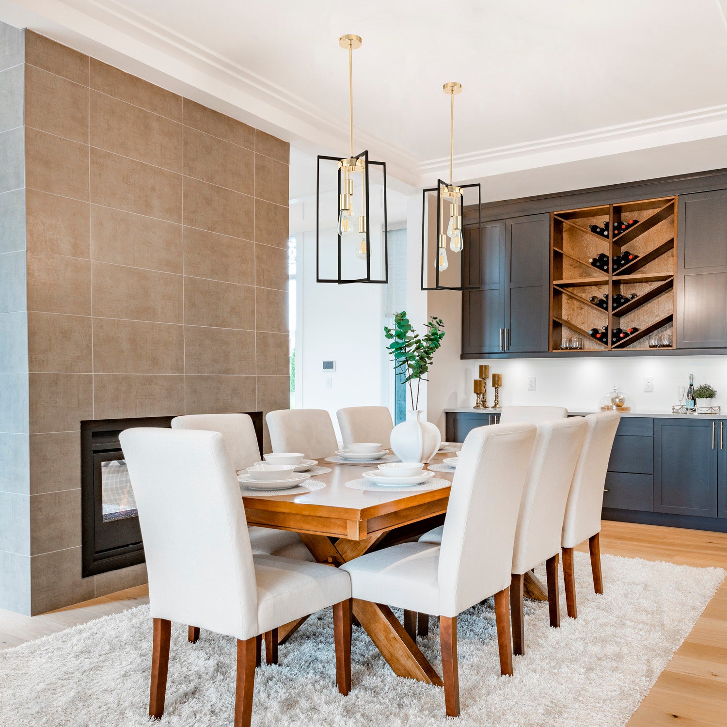 Sia 3 light champagne gold and black finish pendant