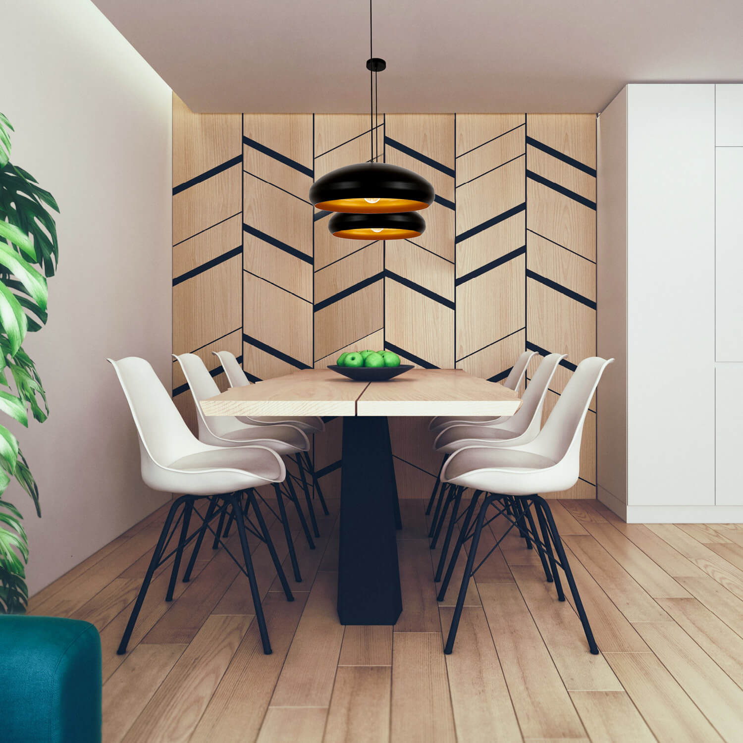 Apollo Matt Black with Gold Inner Pendant light