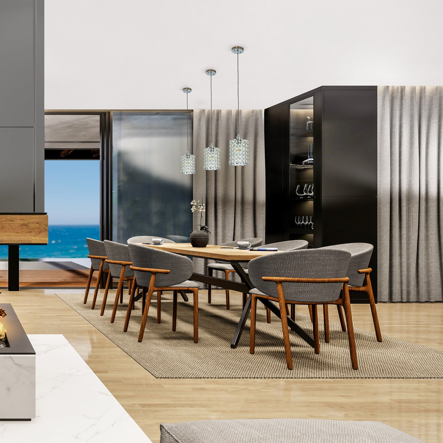 Chrome Pendant with a glass