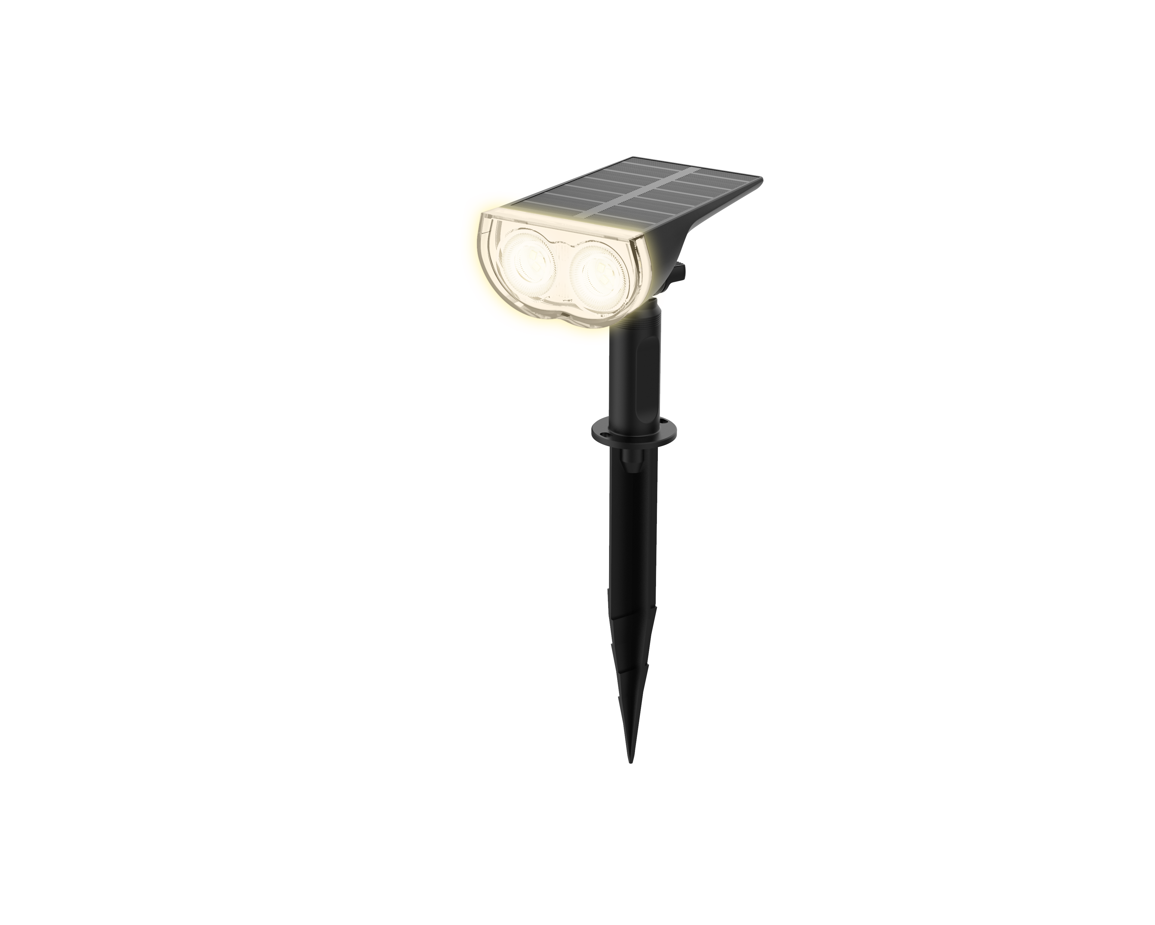 Nova 2W Warm White LED Solar Spot Light with Ground Spike and Wall Mount