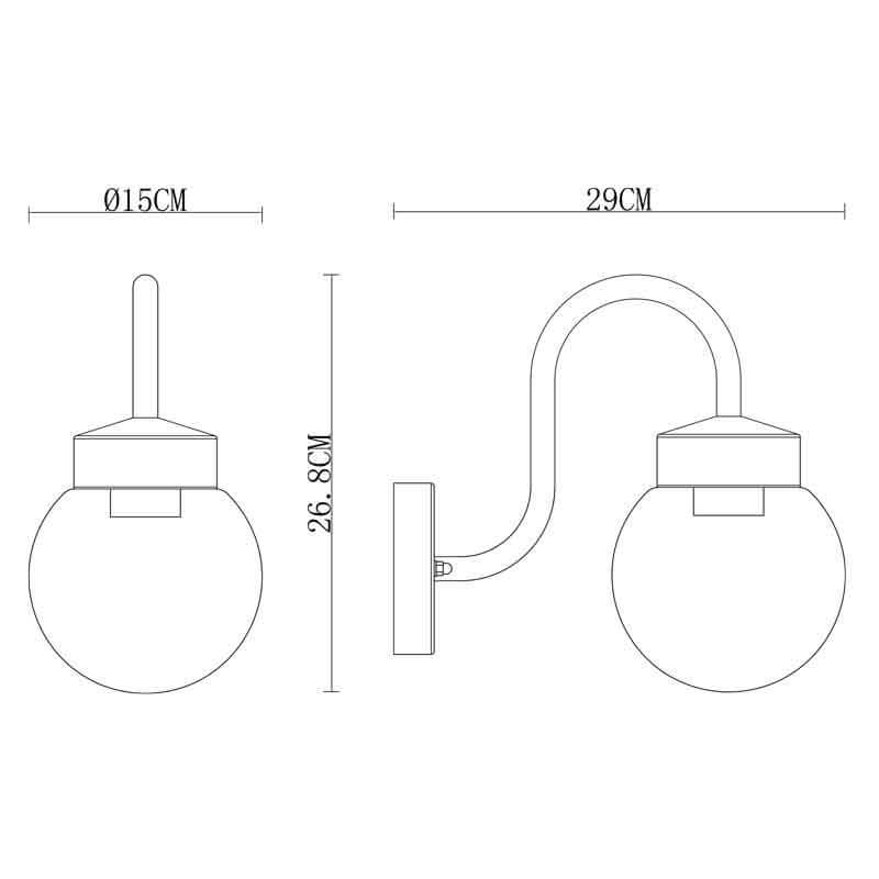 Rae Black Outdoor Wall Light with Lined Glass