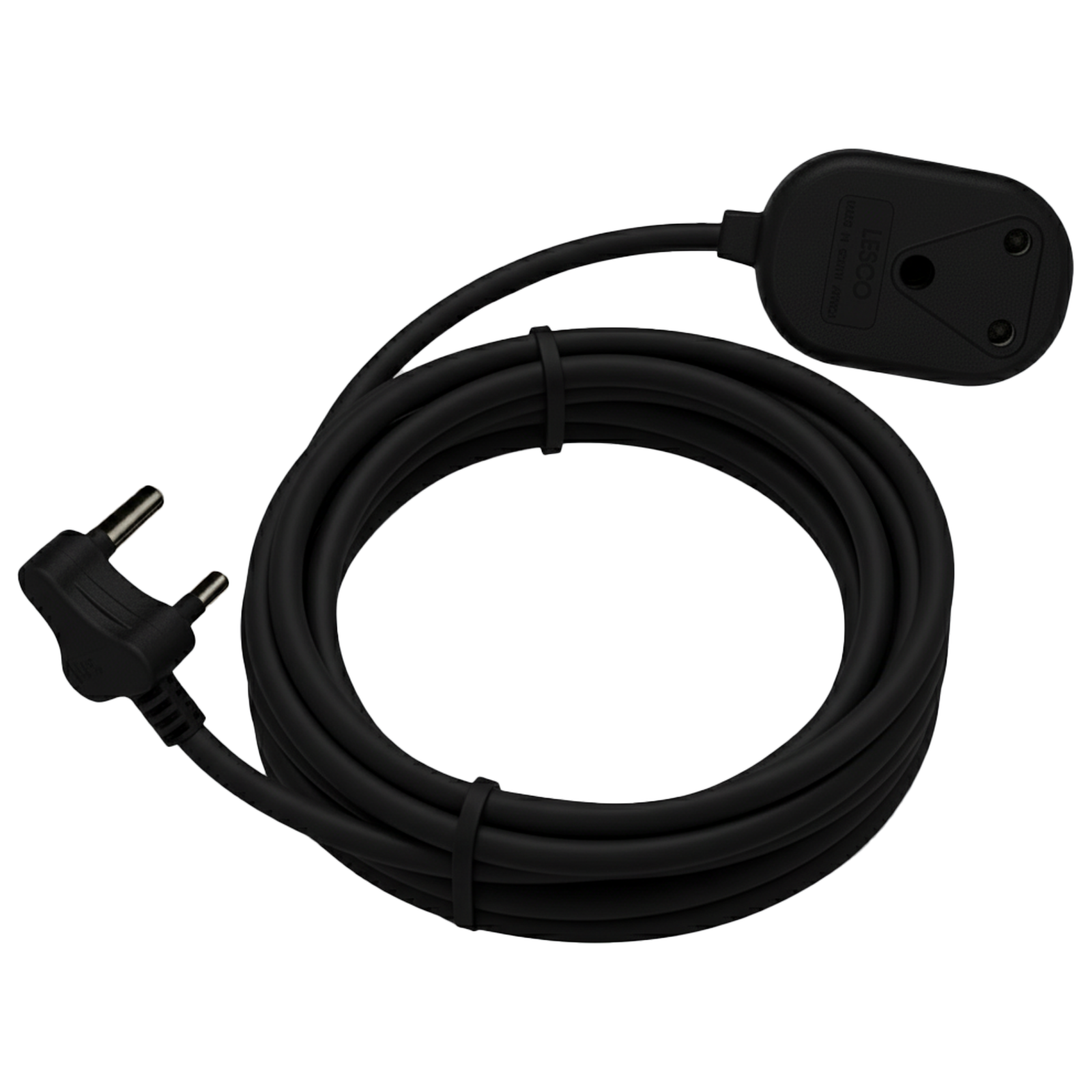 Black electrical cable with plug