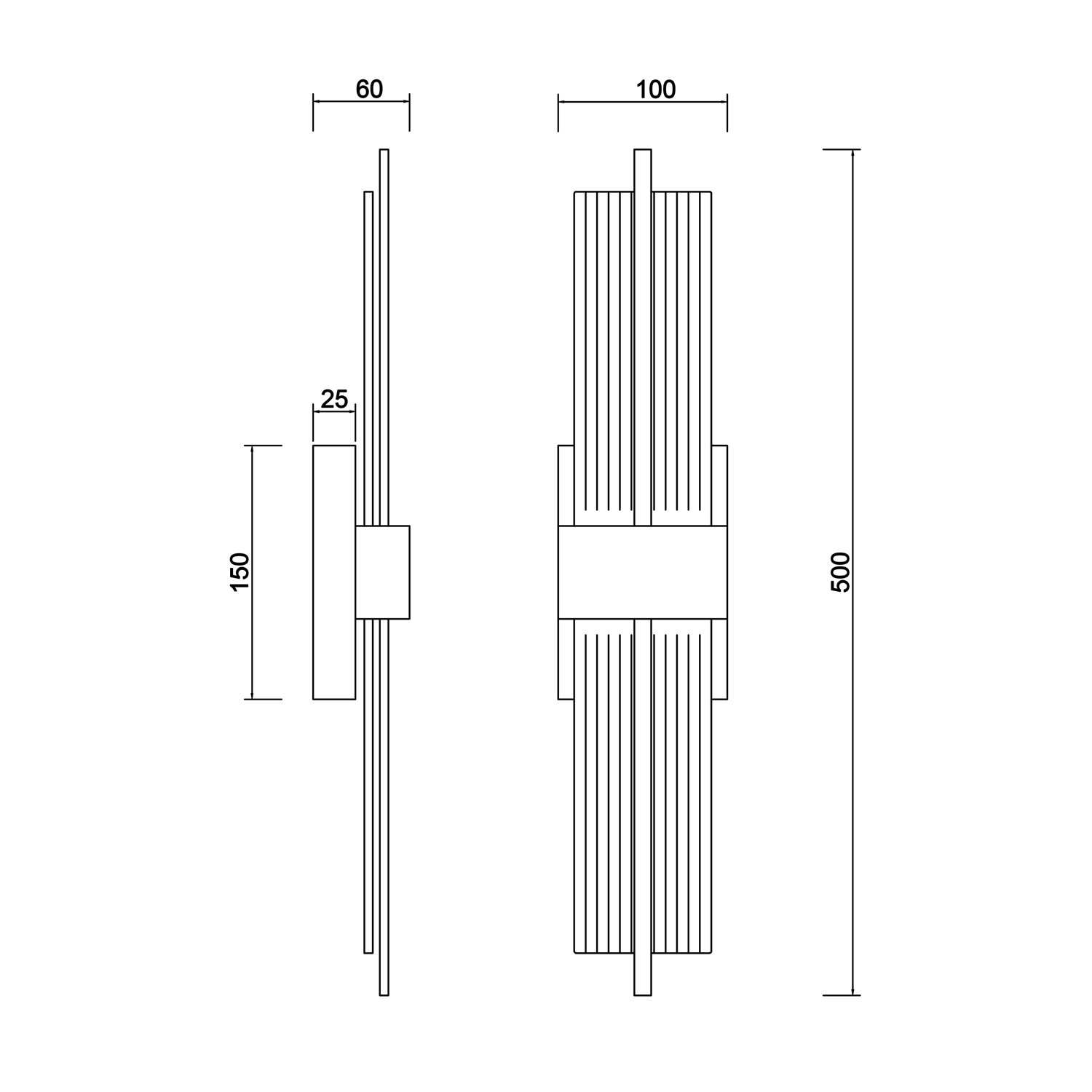 Chloe Black and Fluted PMMA 7W Cool White LED Wall Light