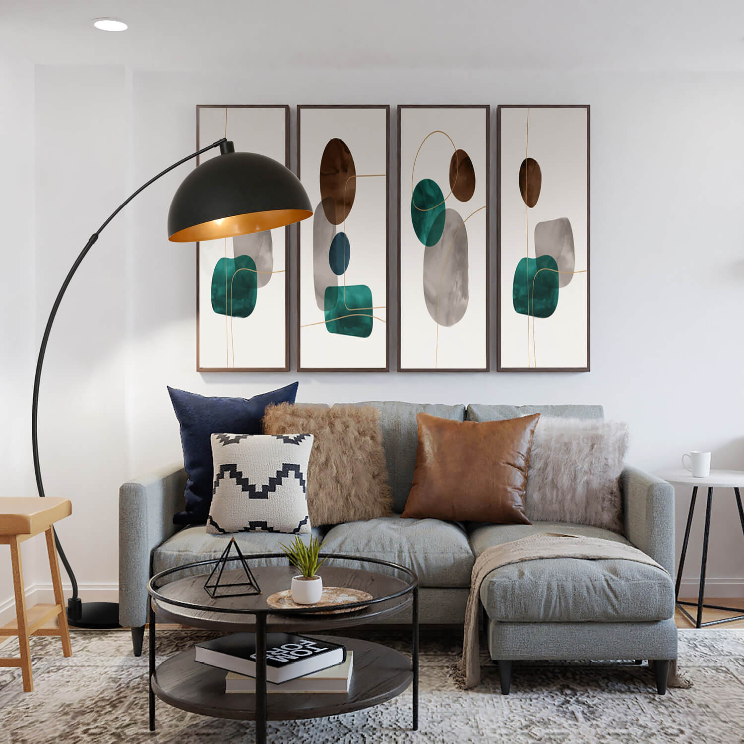 Nova Black Floor Standing Lamp With Gold Inner Shade