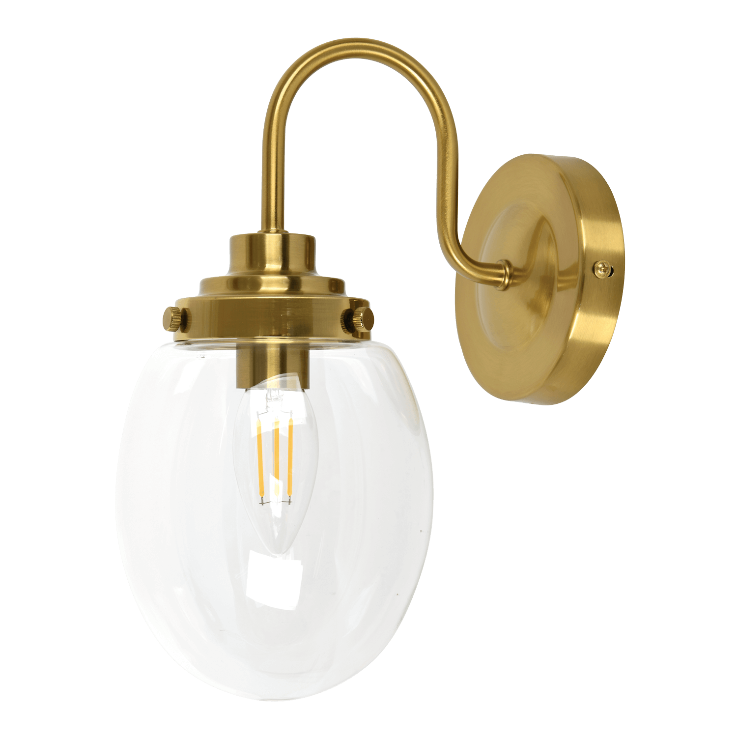 Tori Brass Gold Wall Light with Clear Glass