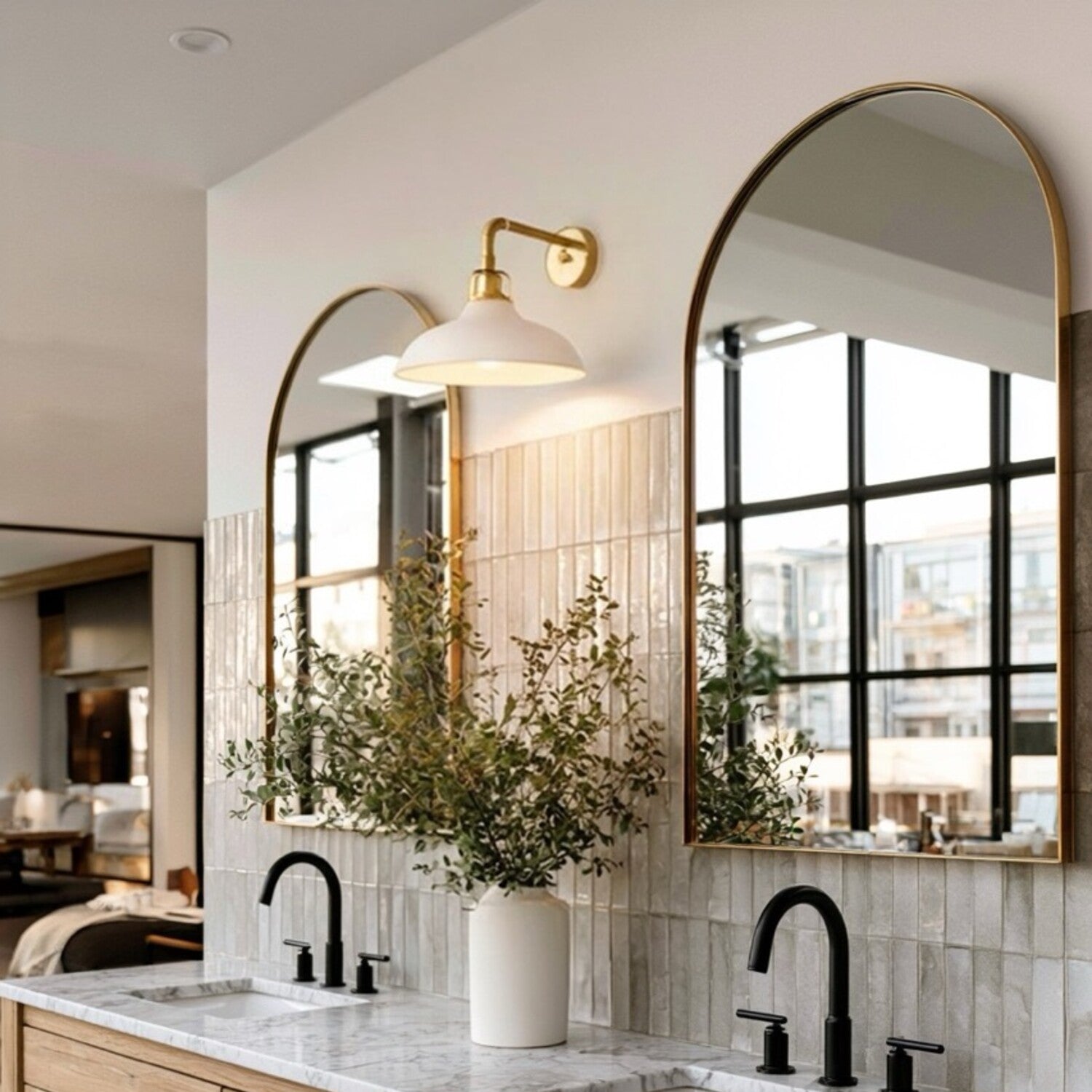 Kingston White and Brass Gold Wall Light