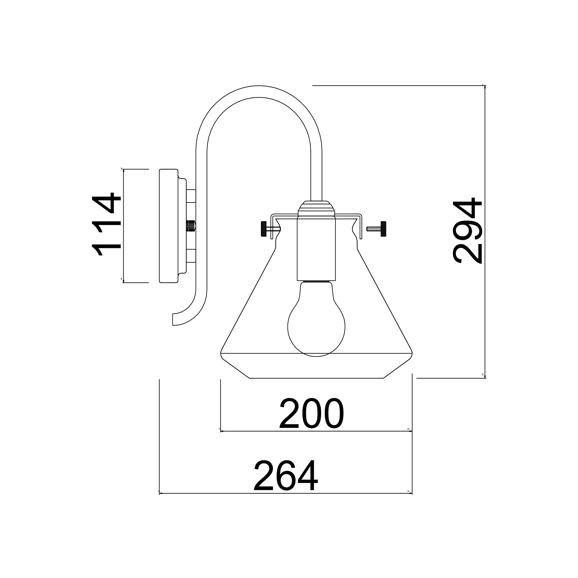 Granger Black Wall Light with Clear Glass