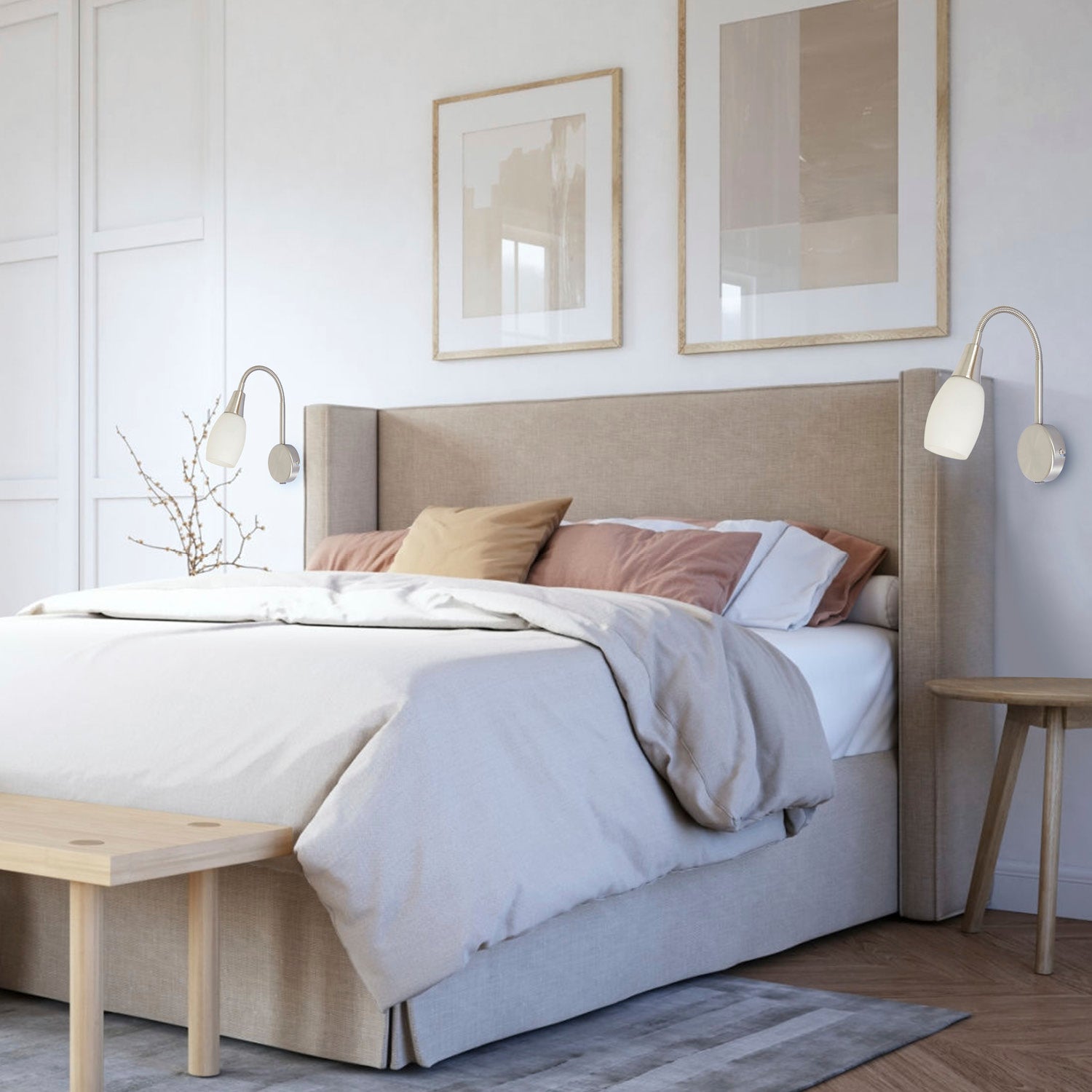 Jerry Satin Nickel Wall Light with Frosted Glass