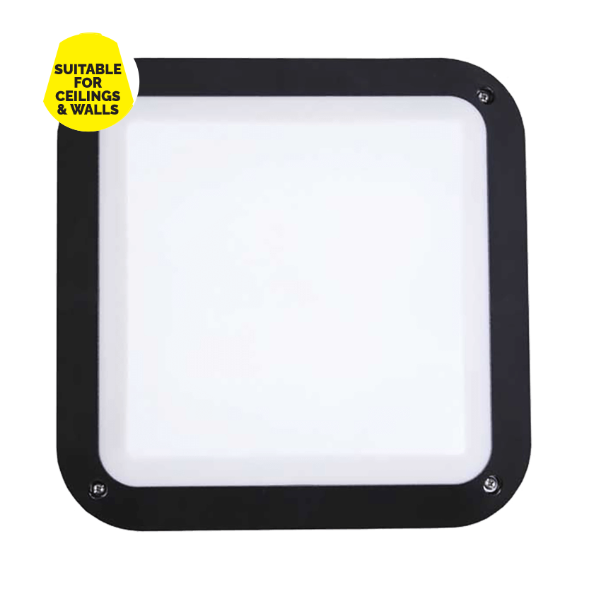 Black Plastic Square Outdoor Bulkhead