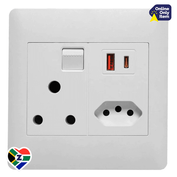 Apollo Contemporary White 4x4 Single Plug, Euro Plug and 3.1 USB A+C Port