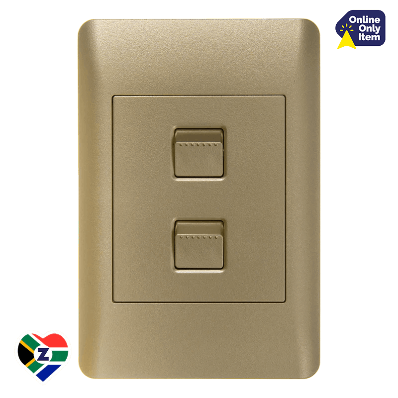 Gold Apollo 4x2 1 Lever Dimmer and 1 Lever Switch