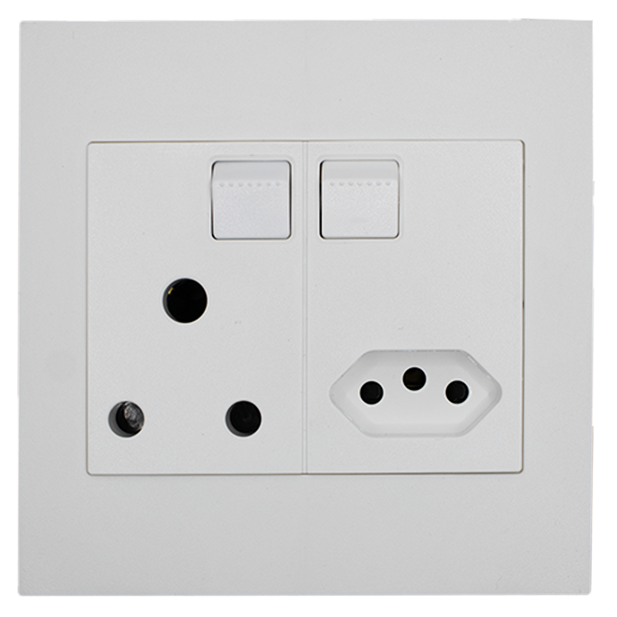 Apollo Shadow White Single 16A Plug & 2 Pin Plug