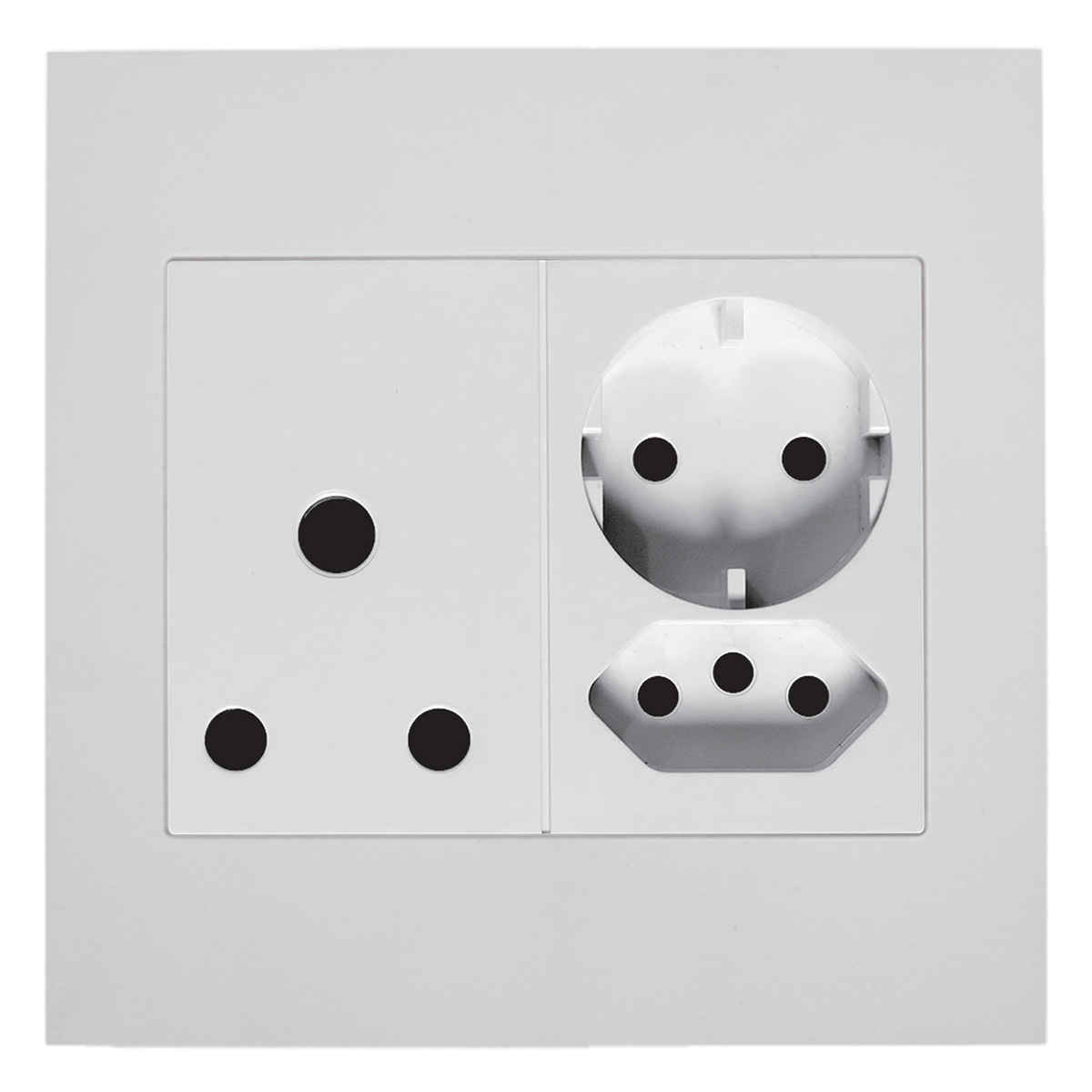 Apollo Shadow White Single 16A Plug with 2 Pin & Euro Socket (Un-Switched)