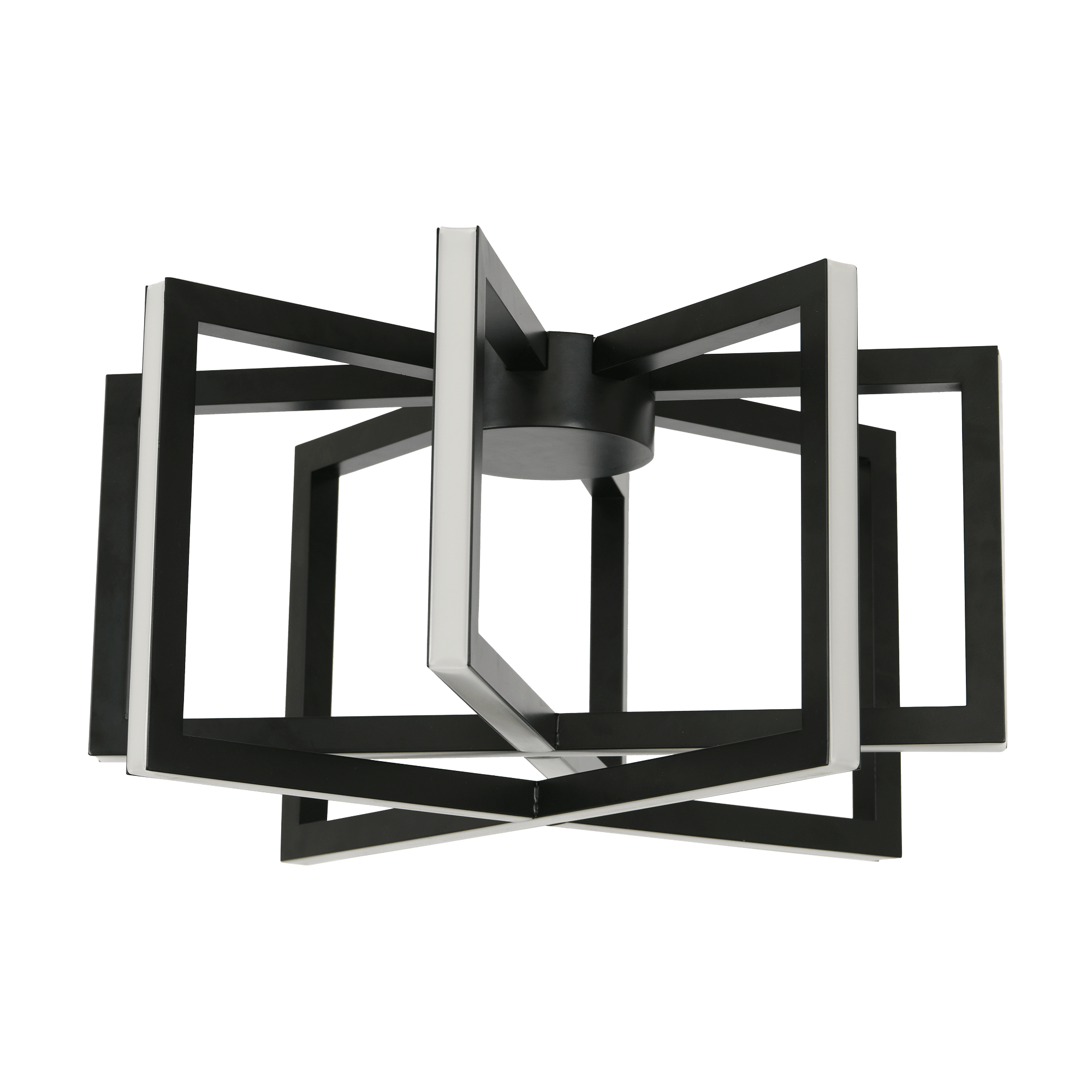 Aries 500mm Interlocking Circle Matte Black LED Ceiling Light with Tri-Colour CCT.