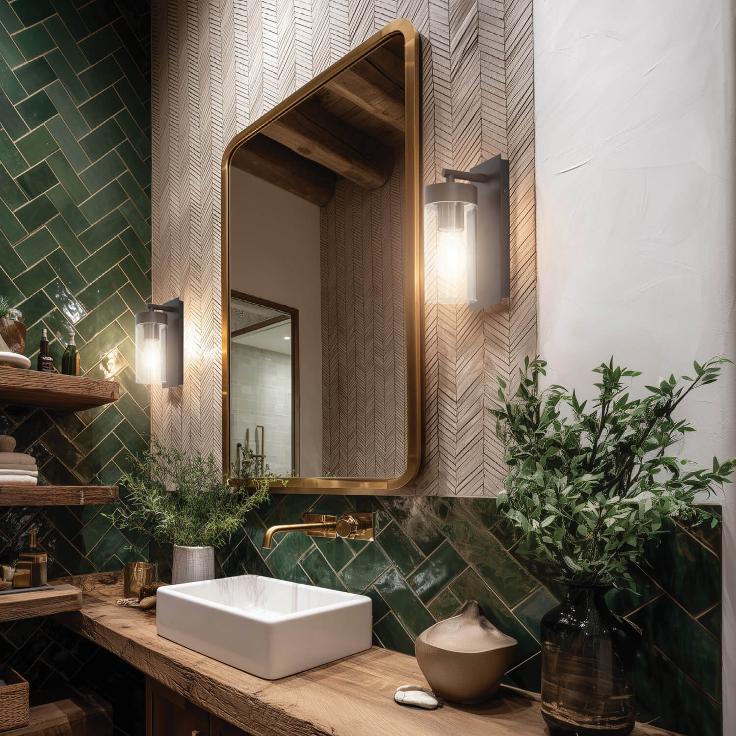 Aruba Black Outdoor Wall Light with Clear Plastic