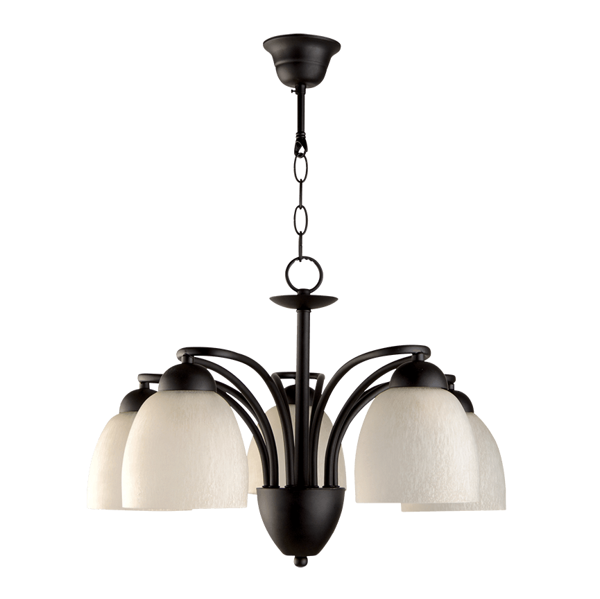 Barkley 5 Light Black Chandelier with Speckled Frosted Glass