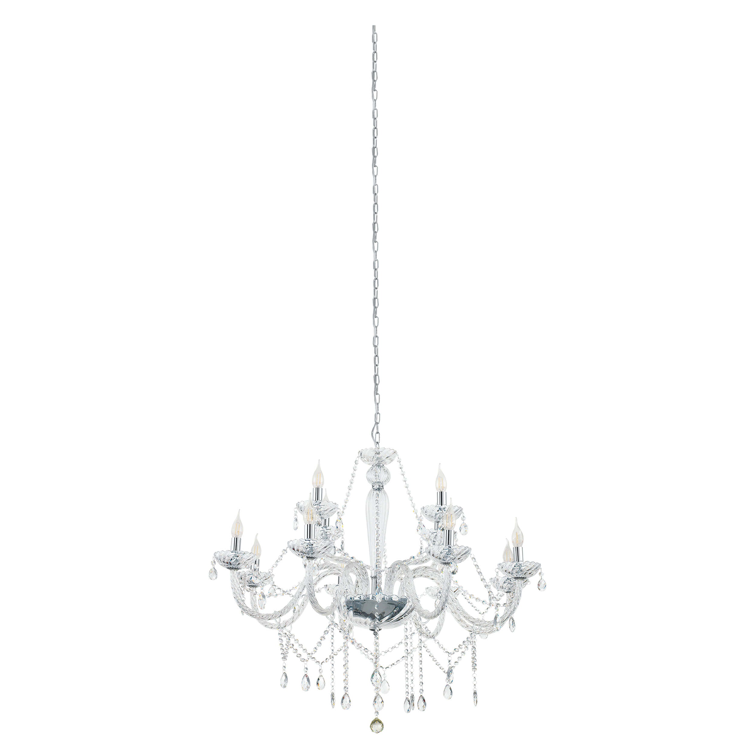 Basilano 8 Light Chrome and Glass Crystal Chandelier