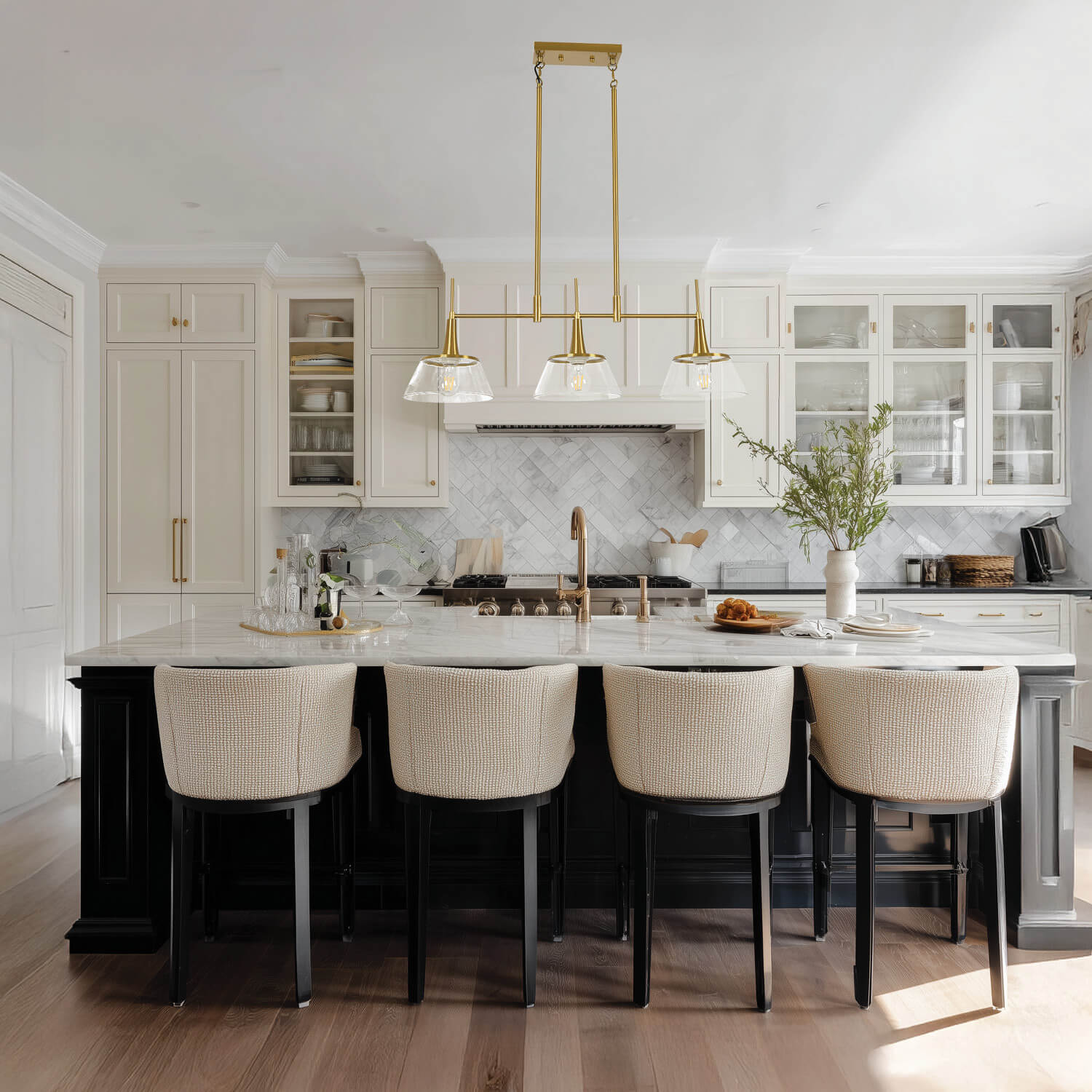 Brooklyn Brass Gold 3 Light Pendant with Clear Glass