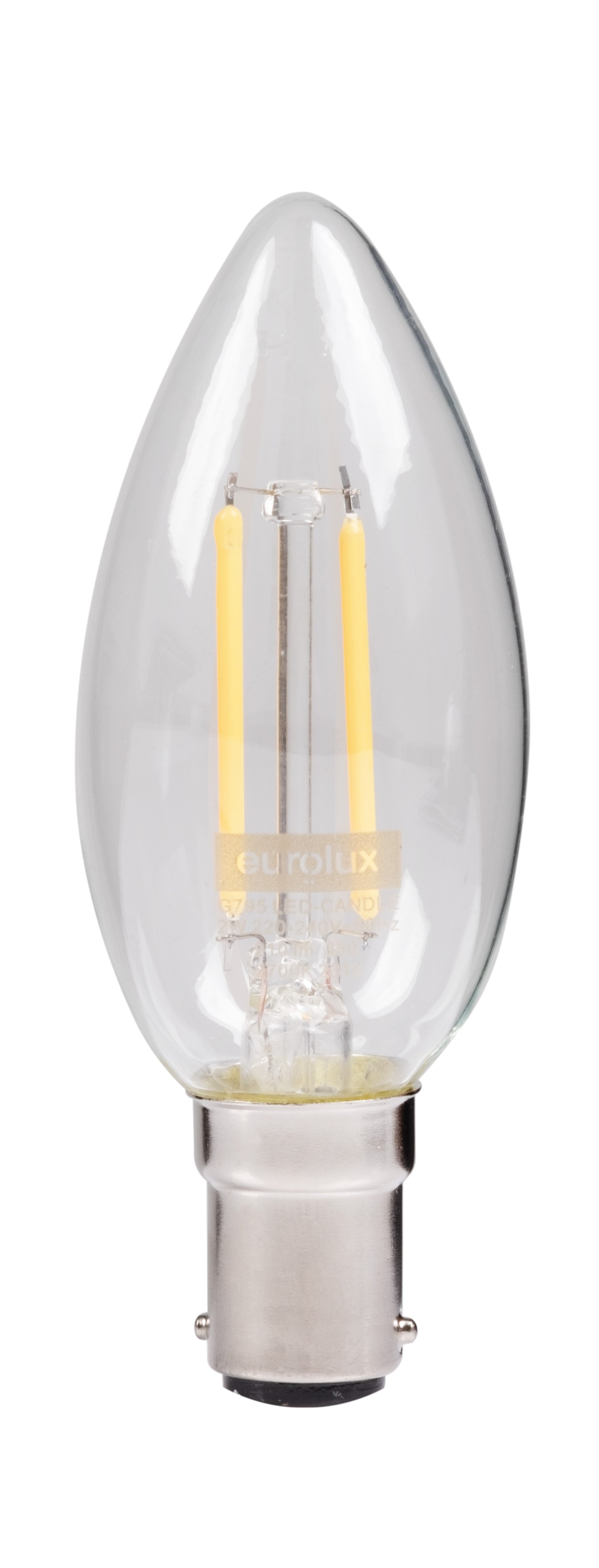 Candle SBC & B15 2W Clear Warm White Dimmable Filament LED Globe