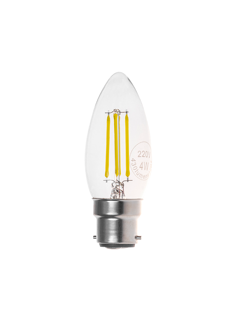Candle 4W BC & B22 Globes Warm White Clear LED Filament 1