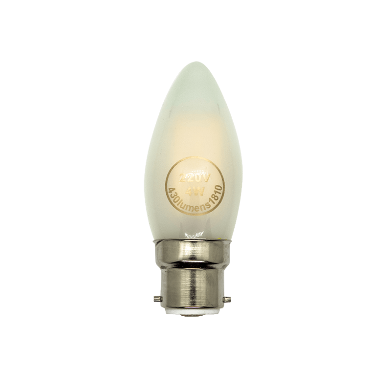 Candle 4W BC & B22 Globes Warm White Frosted LED Filament