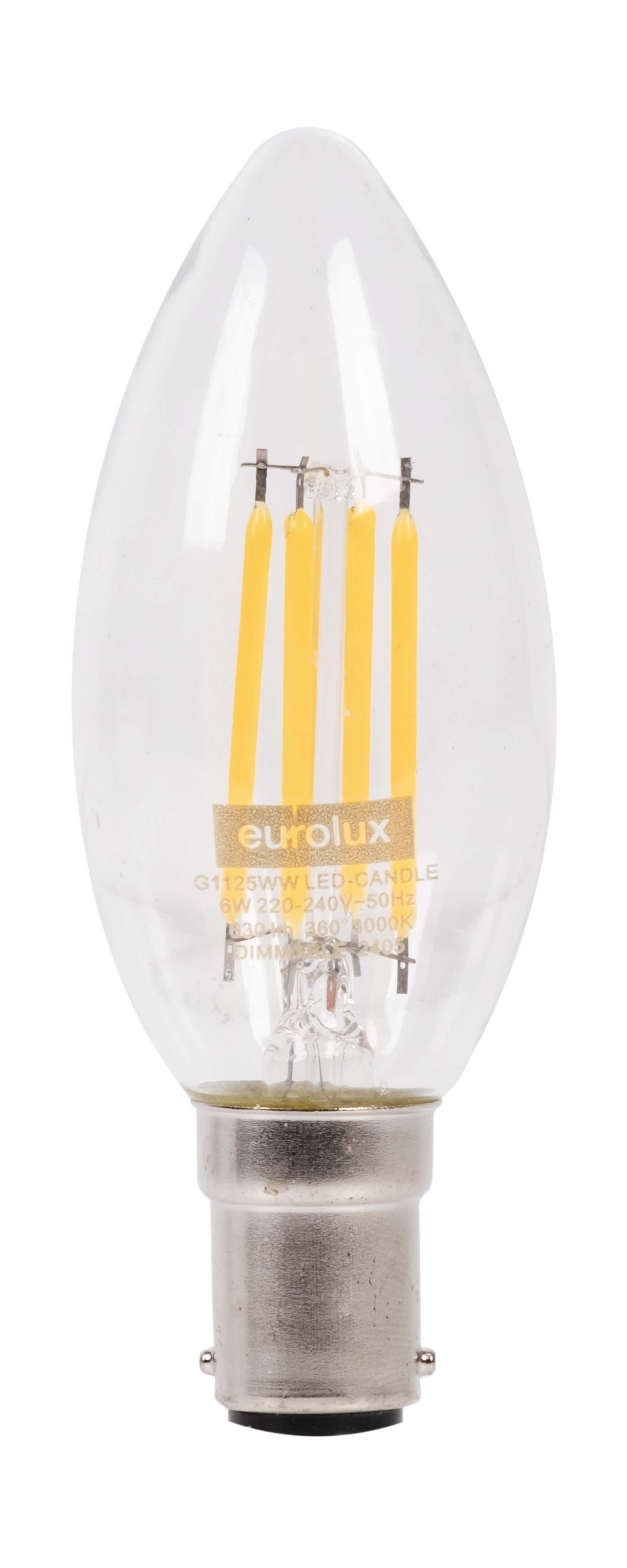 Candle 6W SBC & B15 Clear Warm White Filament LED Globe