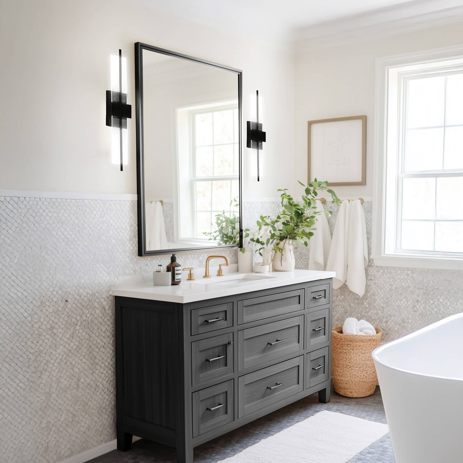 Chloe Black and Fluted PMMA 7W Cool White LED Wall Light