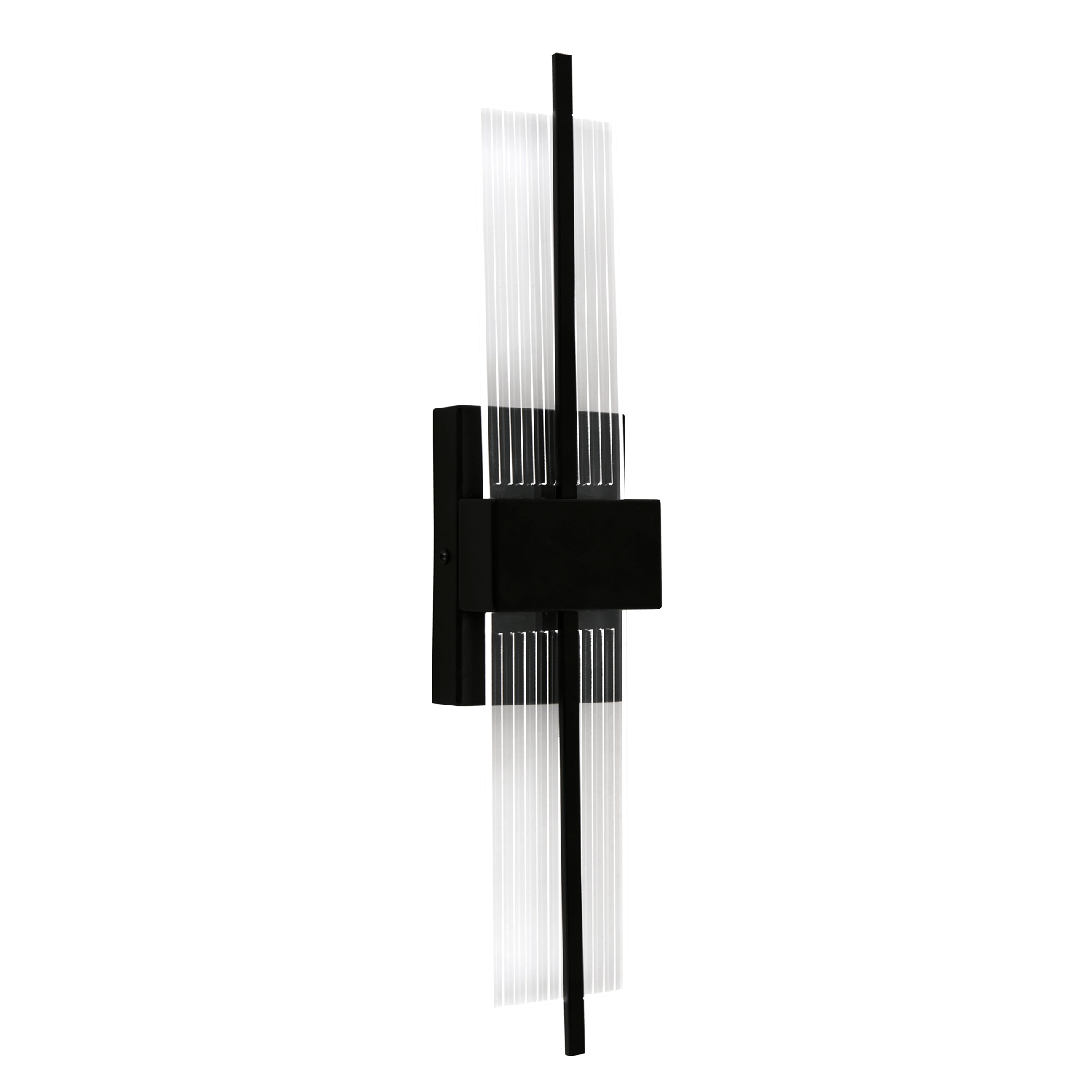 Chloe 500mm matte black vertical wall light with fluted diffuser and integrated 7W cool white LED.