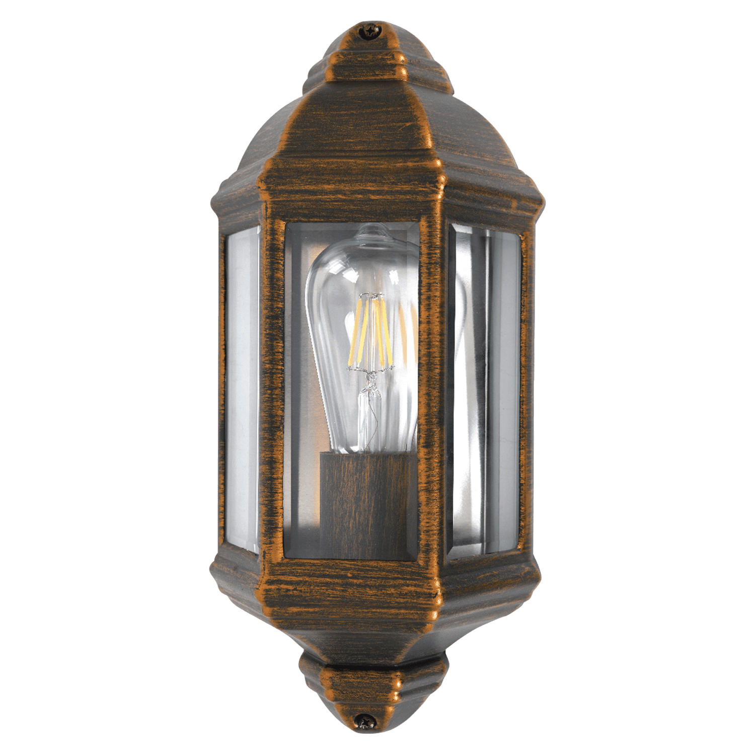 Dakar Old Gold Outdoor Wall Light with Clear Glass