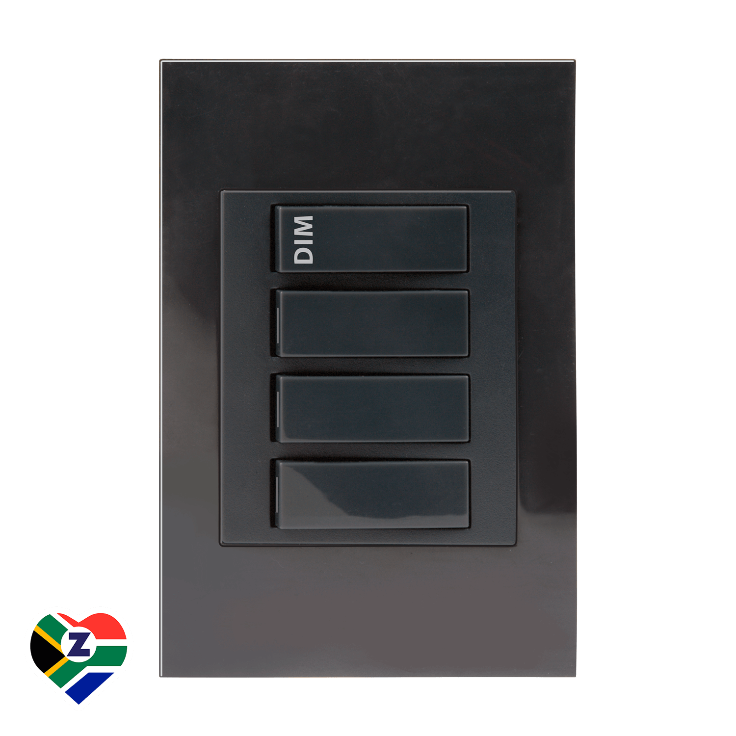 Dena Q 4x2 Charcoal 1 Lever Dimmer and 3 Lever Switch