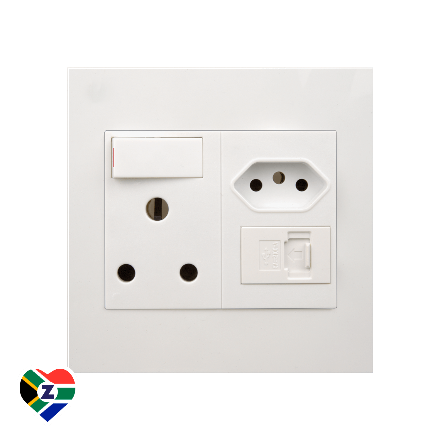 Dena Q 4x4 White Single Plug, Euro Plug and USB Port
