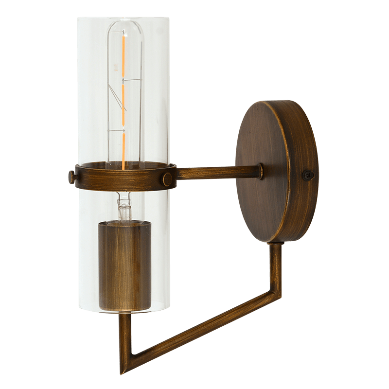 Florence 1 Light Brown/Gold Wall Light with Clear Glass