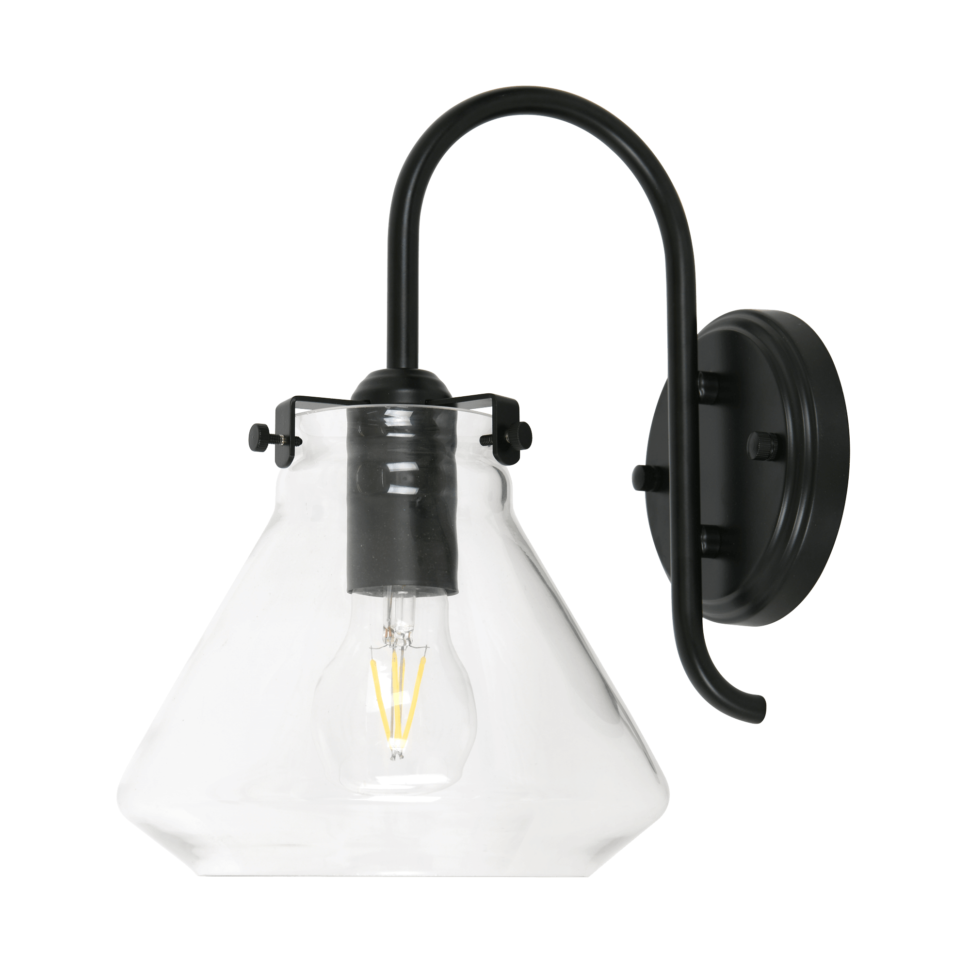 Granger Black Wall Light with Clear Glass