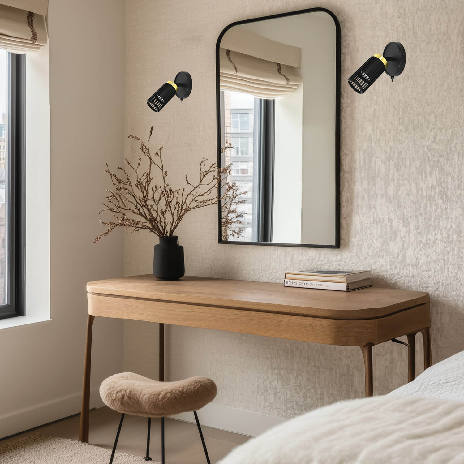 Haven Black and Champagne Gold 1 Light Spot Light with On/Off Switch