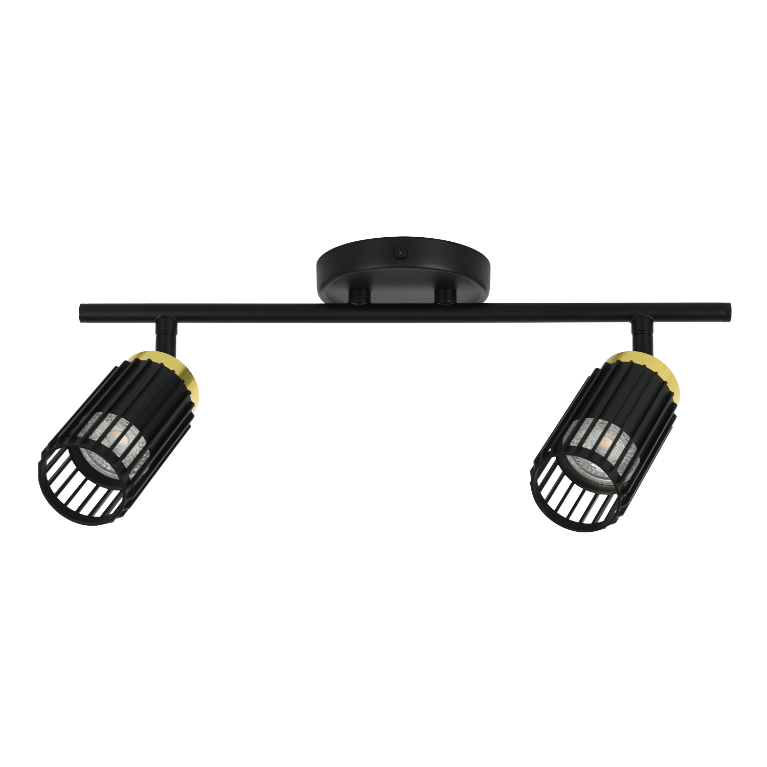 Haven 2 light sand black and champagne gold adjustable ceiling spotlight bar.