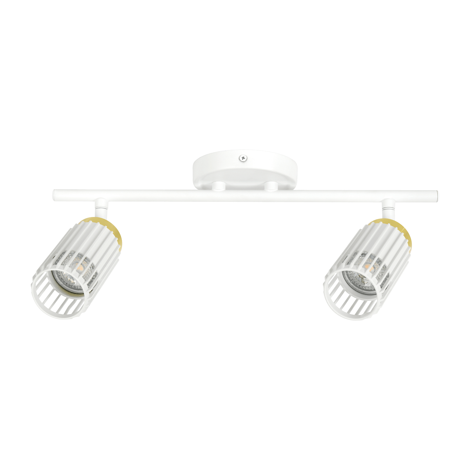 Haven 2 light sand white and champagne gold adjustable ceiling spotlight bar.